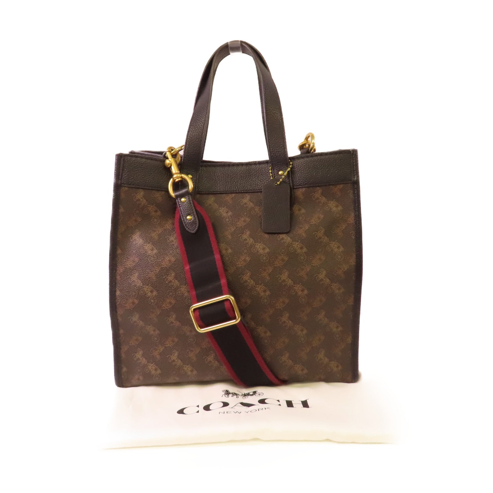 COACH 牛皮皮革Field Tote Bag手挽肩背兩用袋啡色