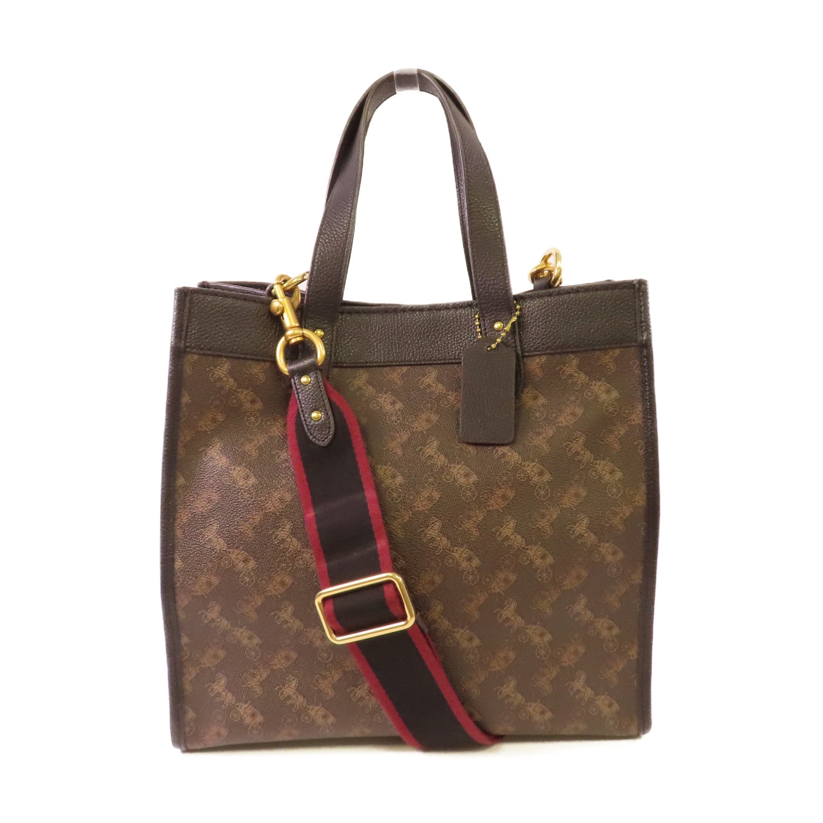COACH 牛皮皮革Field Tote Bag手挽肩背兩用袋啡色