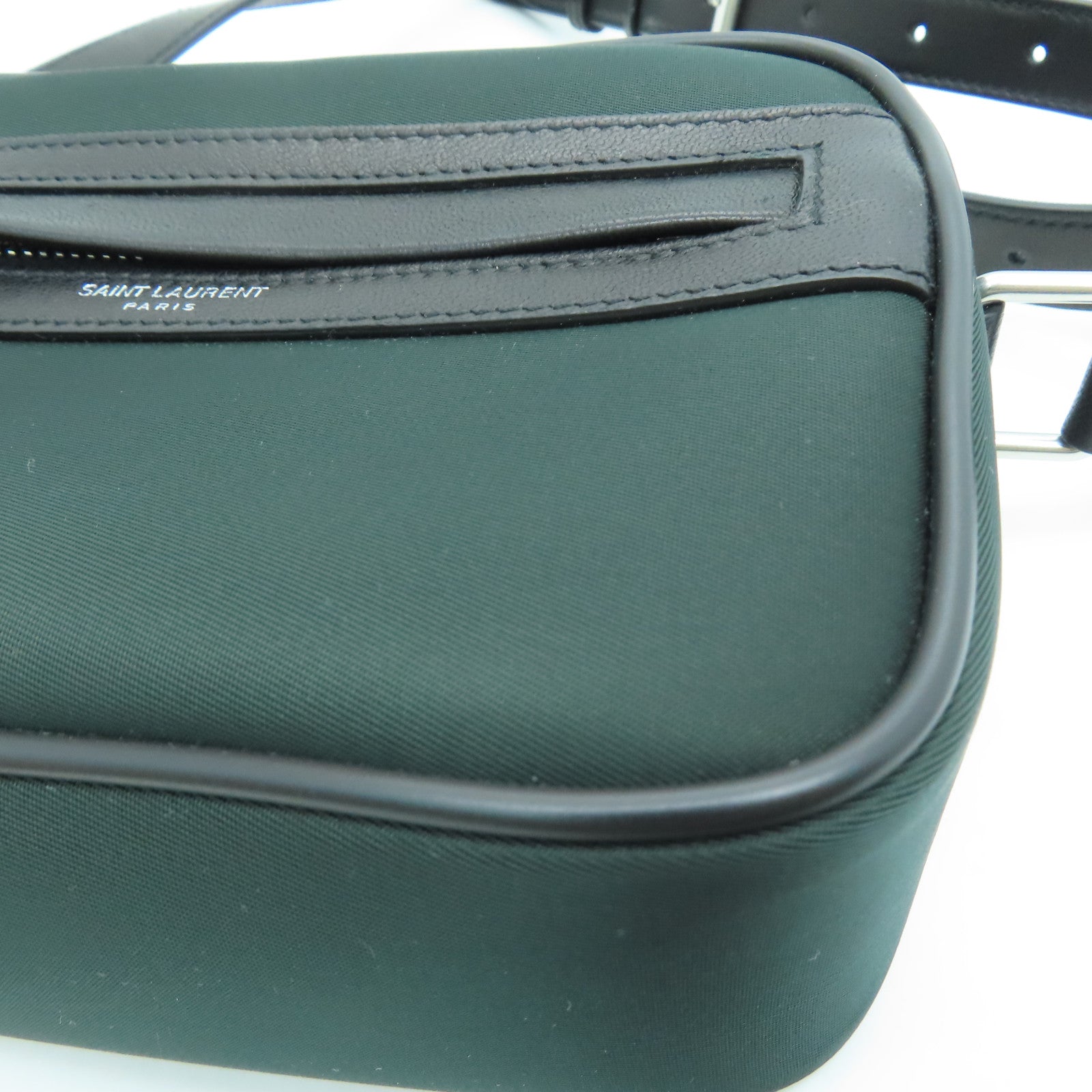 SAINT LAURENT 尼龍Shoulder Bag銀扣肩背袋綠色