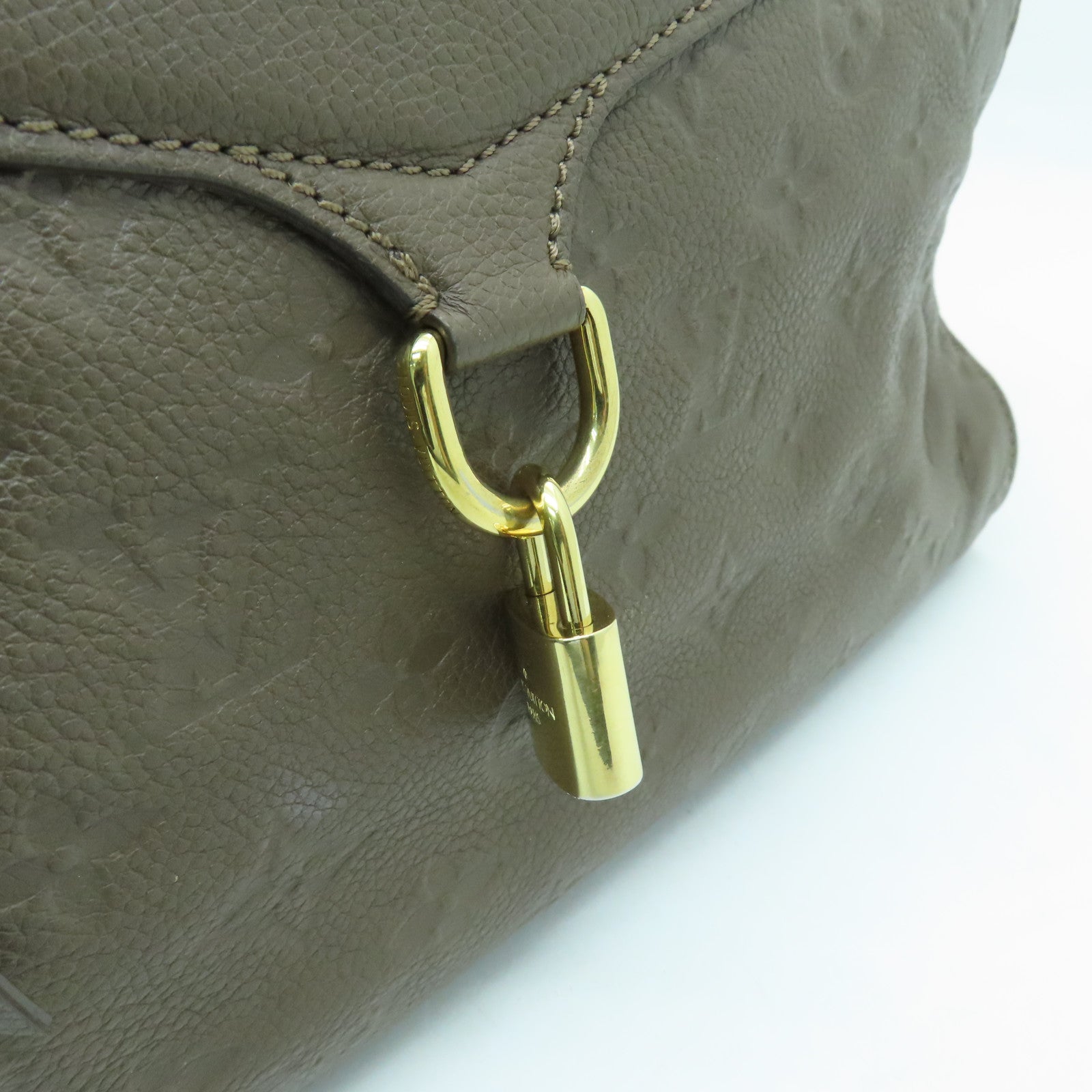 LOUIS VUITTON Monogram Empreinte Lumineuse PM金扣手挽肩背两用袋棕色