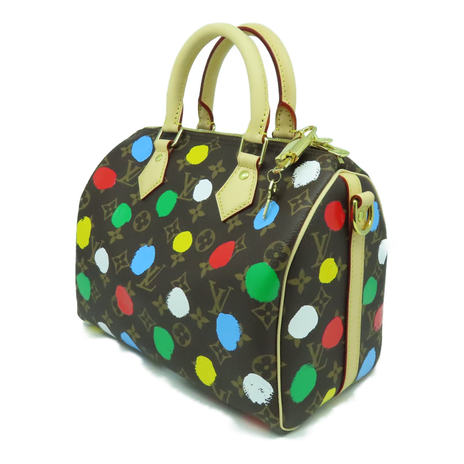 LOUIS VUITTON Monogram YK x LV Speedy Bandouliere 25金扣手挽肩背兩用袋啡色/彩色