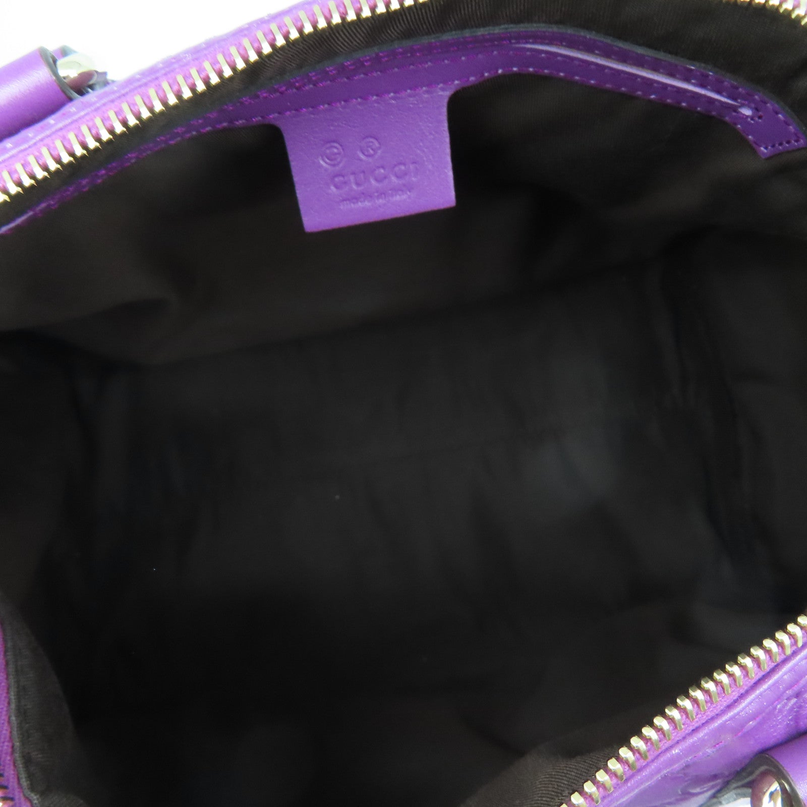 GUCCI 牛皮皮革Boston Bag銀扣波士頓包紫色