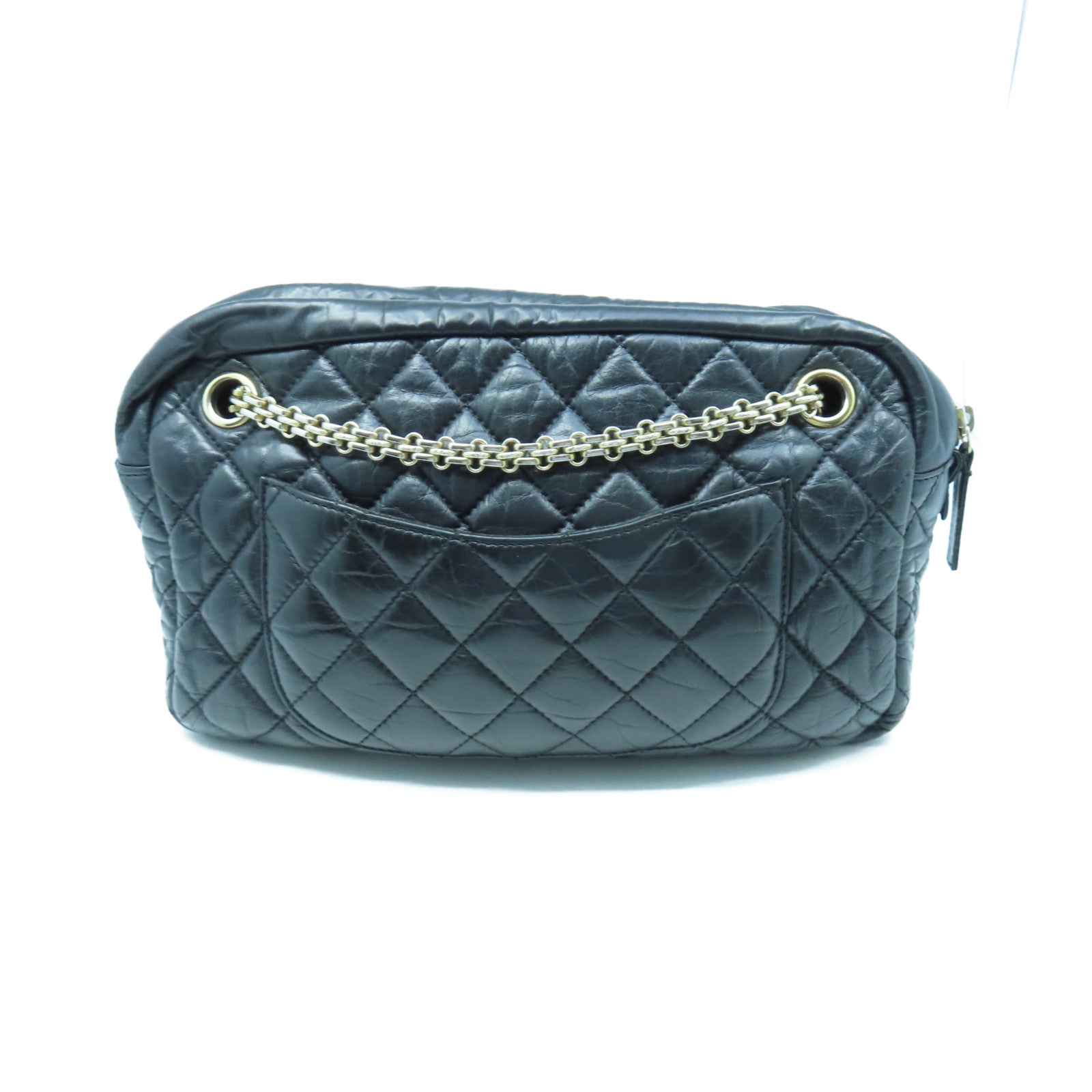 CHANEL rhombic cowhide leather 2.55 Chain Shoulder gold buckle chain shoulder bag black