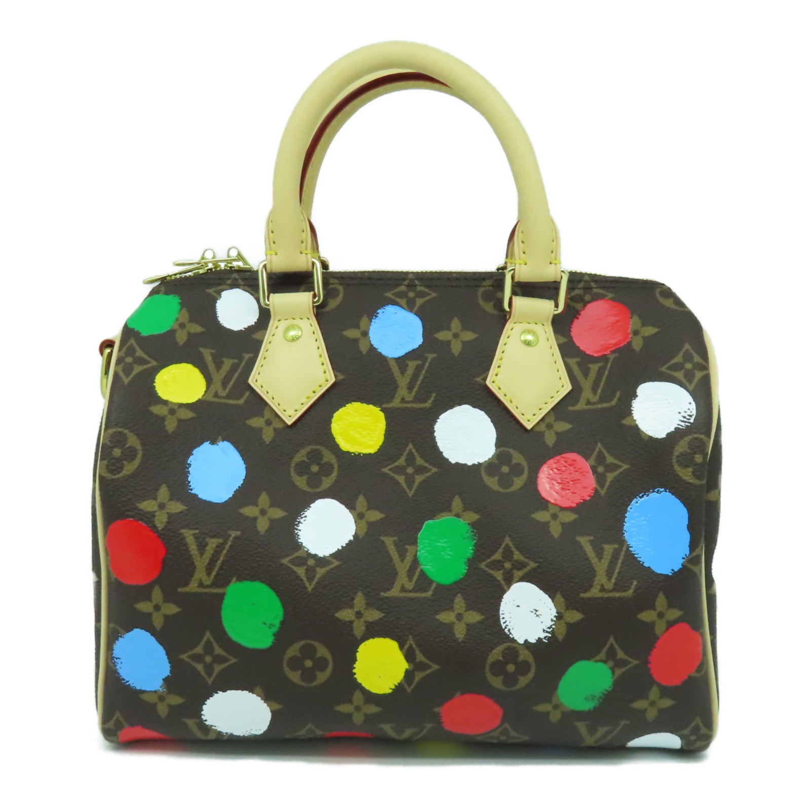LOUIS VUITTON Monogram YK x LV Speedy Bandouliere 25金扣手挽肩背兩用袋啡色/彩色