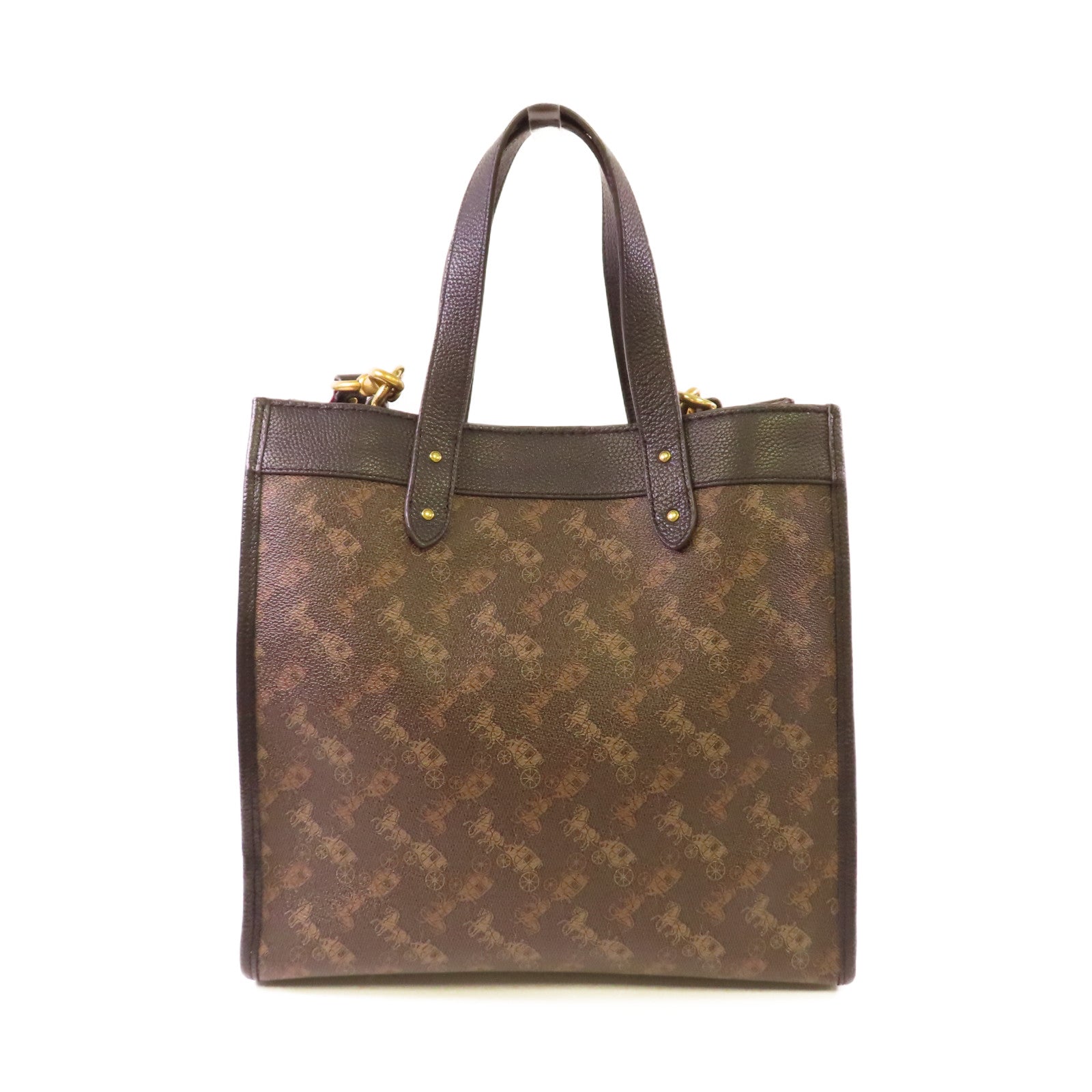 COACH 牛皮皮革Field Tote Bag手挽肩背兩用袋啡色