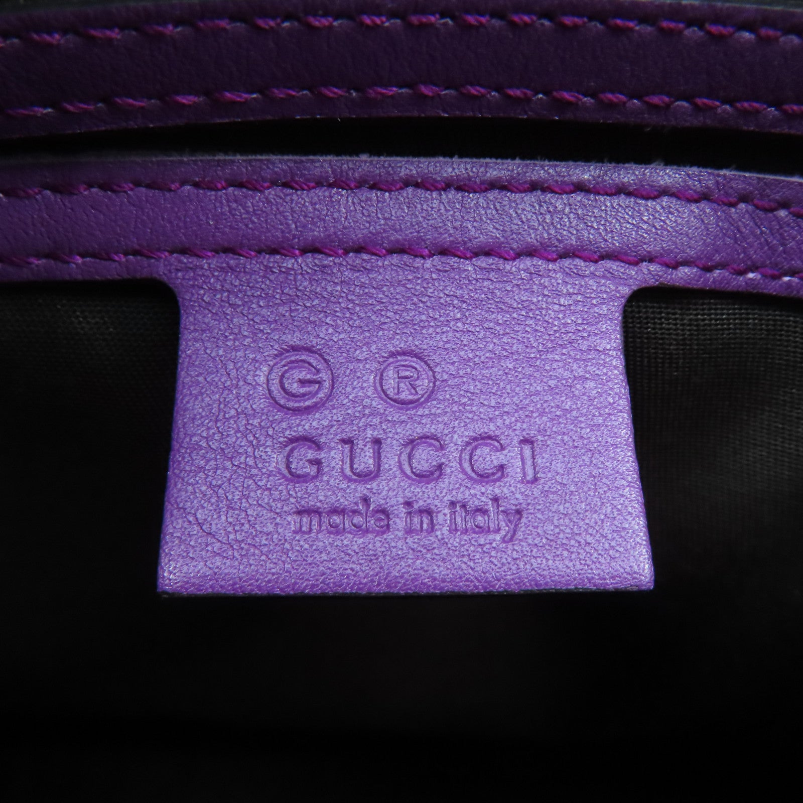 GUCCI 牛皮皮革Boston Bag銀扣波士頓包紫色