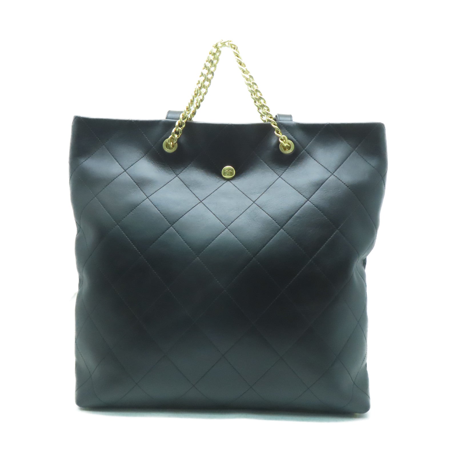 CHANEL 菱格牛皮皮革Chanel Tote Bag金扣手挽肩背兩用袋黑色