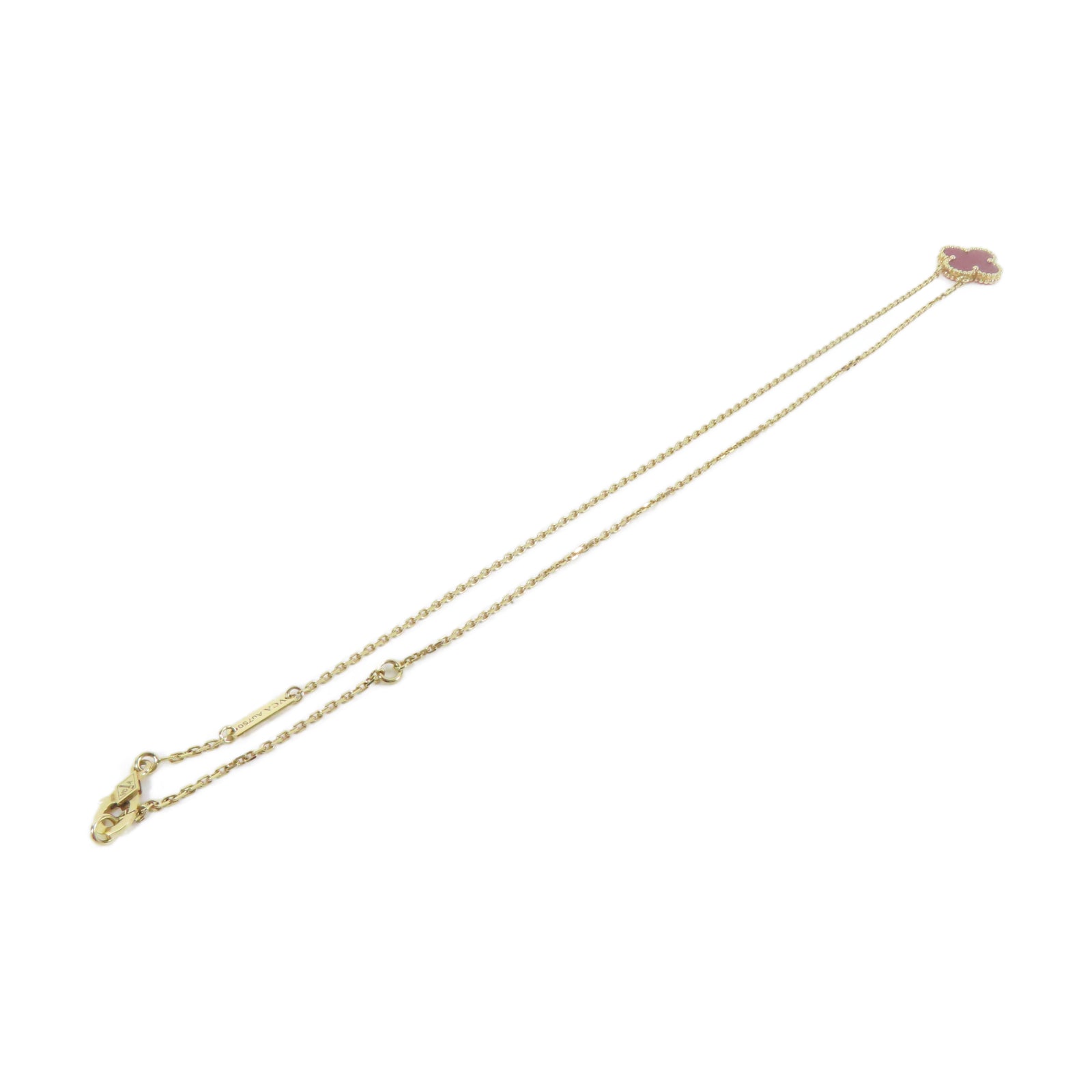 Van Cleef & Arpels 18K玫瑰金/紅玉髓Alhambra Necklace項鍊玫瑰金色/紅色