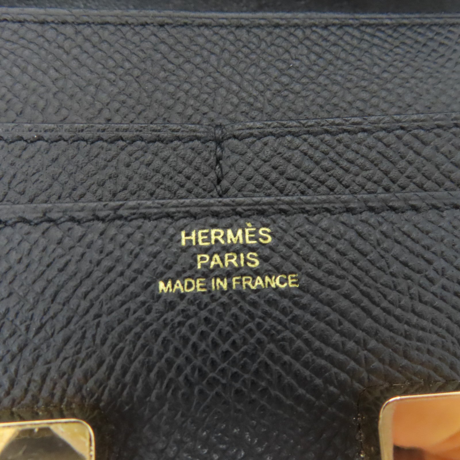 HERMES Epsom Constance Compact Wallet金扣錢包黑色