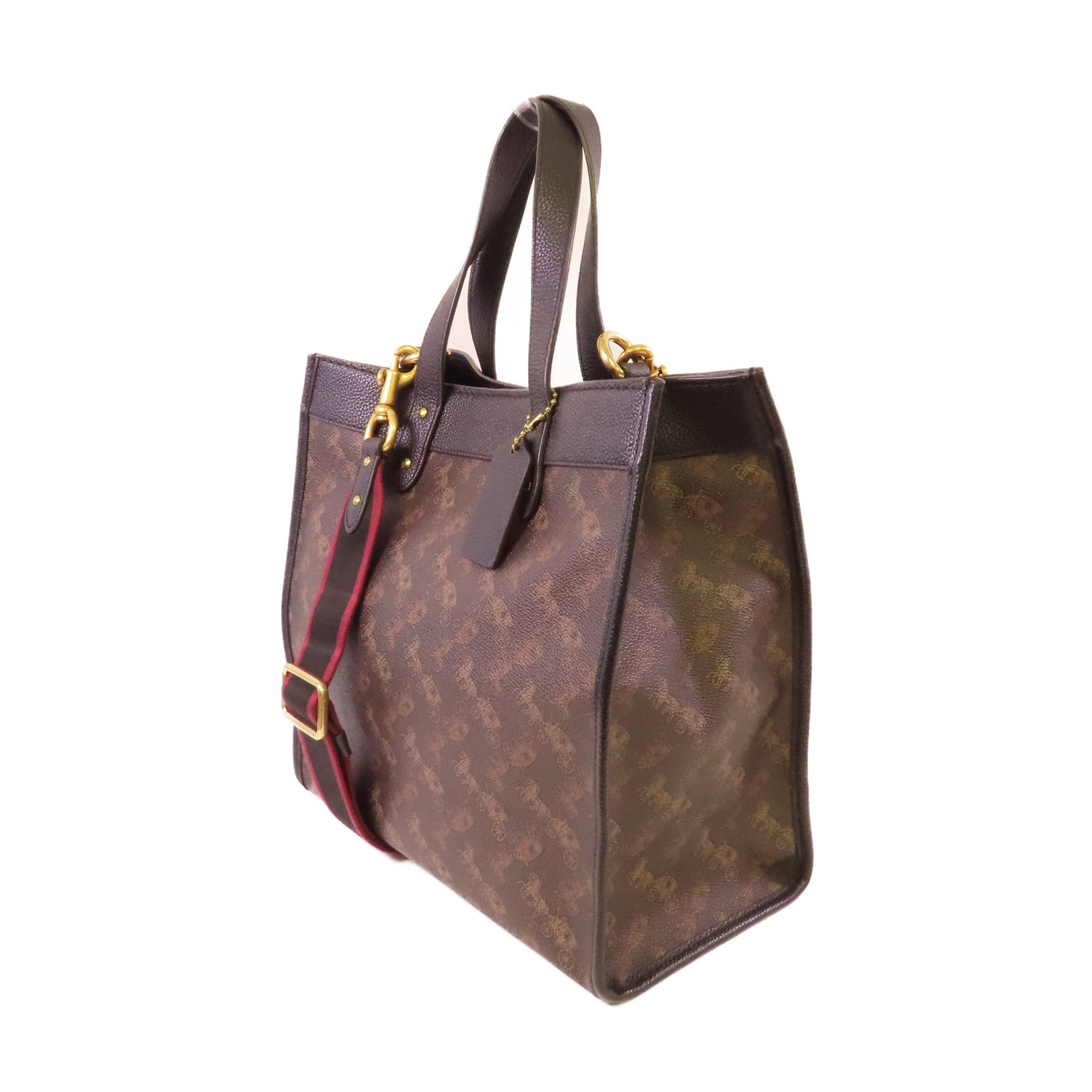 COACH 牛皮皮革Field Tote Bag手挽肩背兩用袋啡色