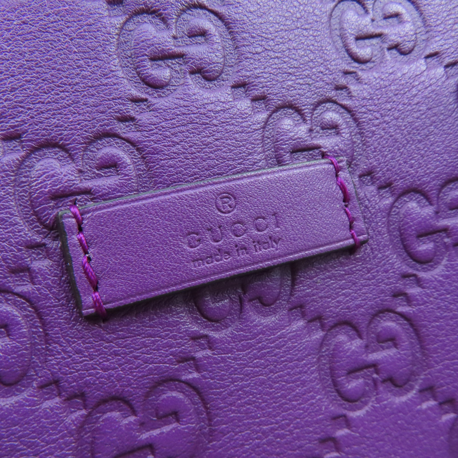 GUCCI 牛皮皮革Boston Bag銀扣波士頓包紫色