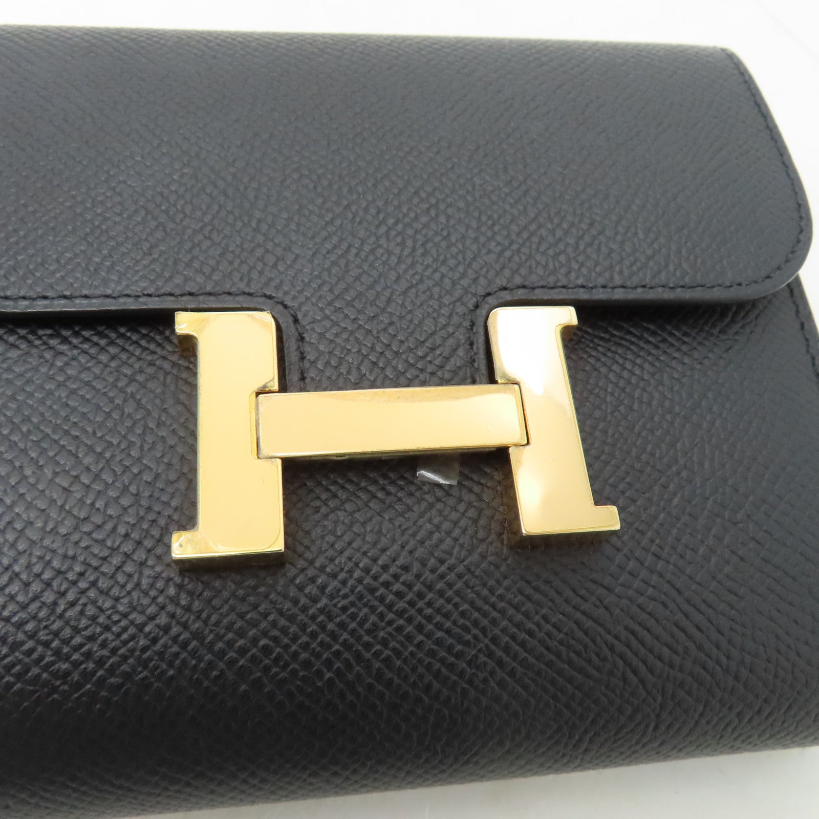 HERMES Epsom Constance Compact Wallet金扣錢包黑色