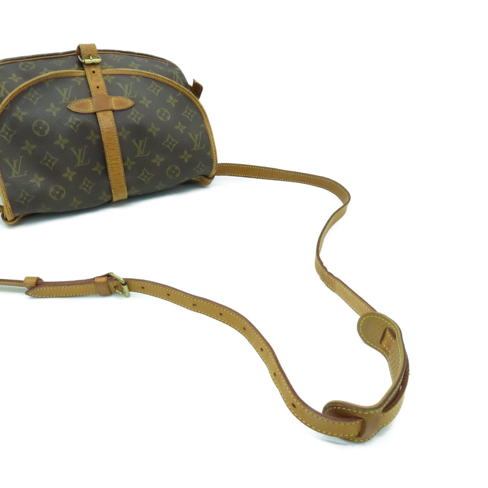LOUIS VUITTON Mongram Saumur 30金扣肩背袋啡色