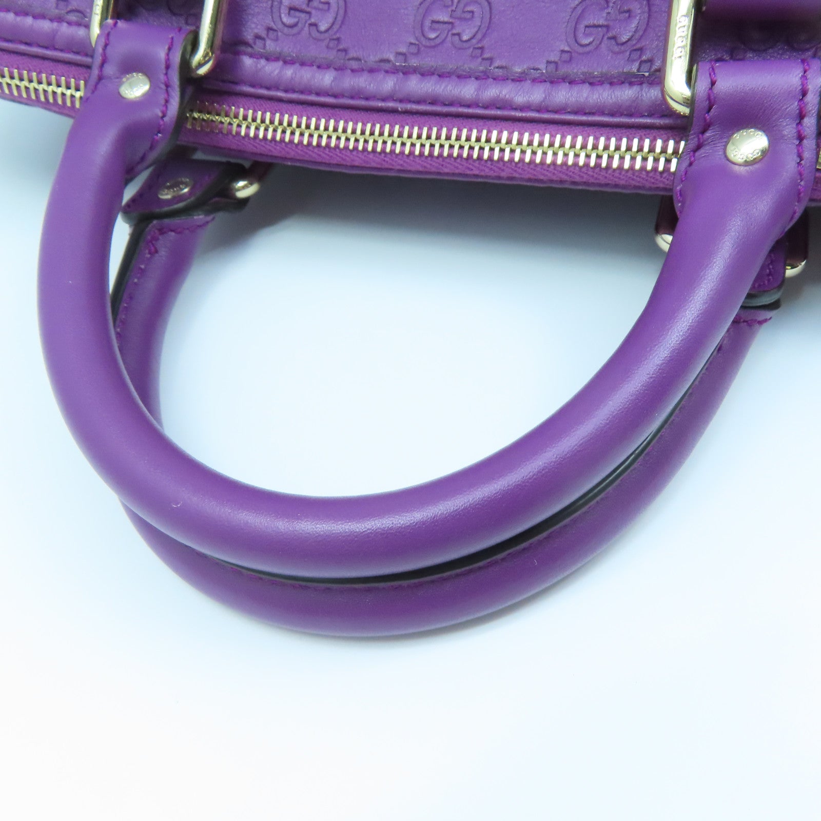 GUCCI 牛皮皮革Boston Bag銀扣波士頓包紫色