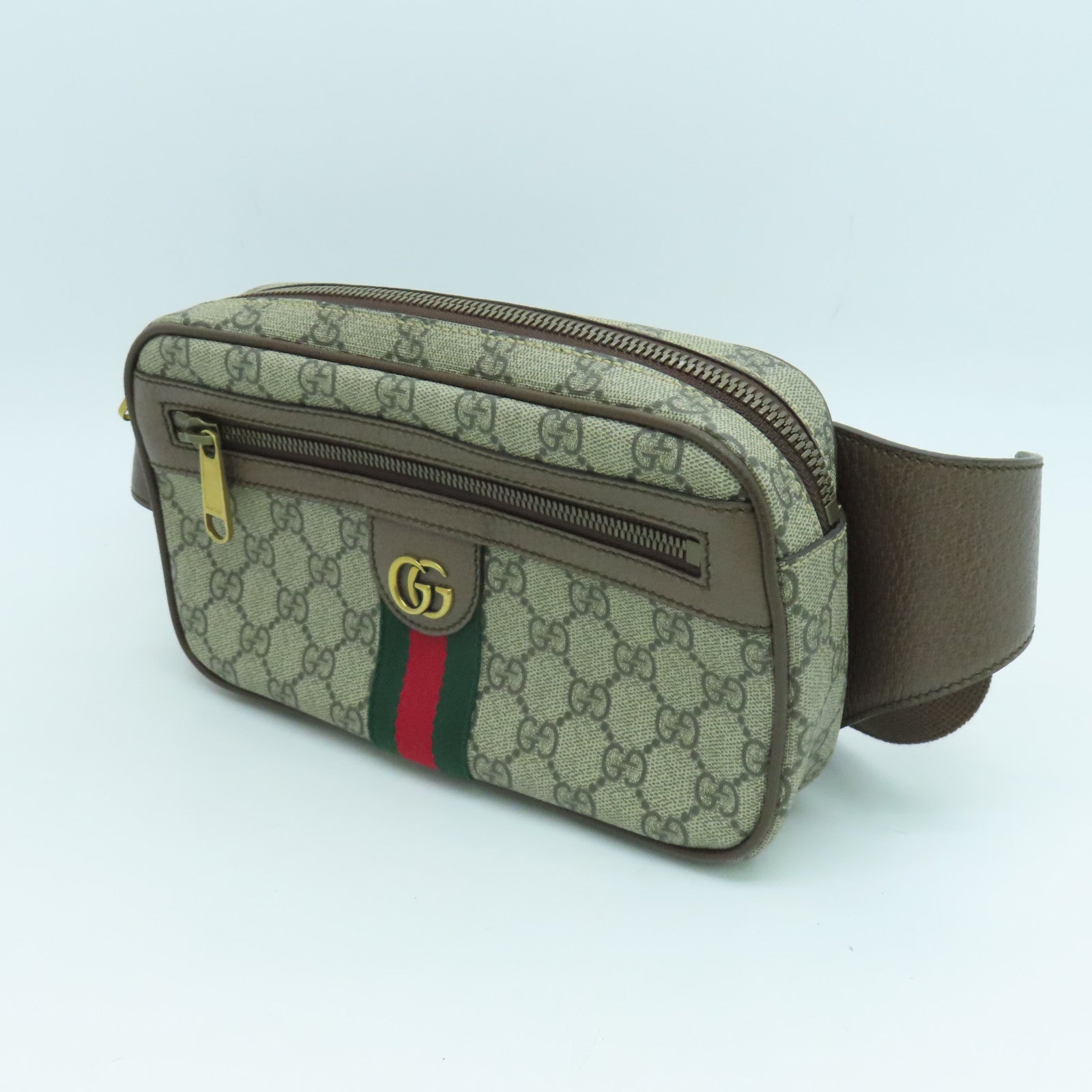 GUCCI 涂层帆布Waist Bag金扣腰包啡色