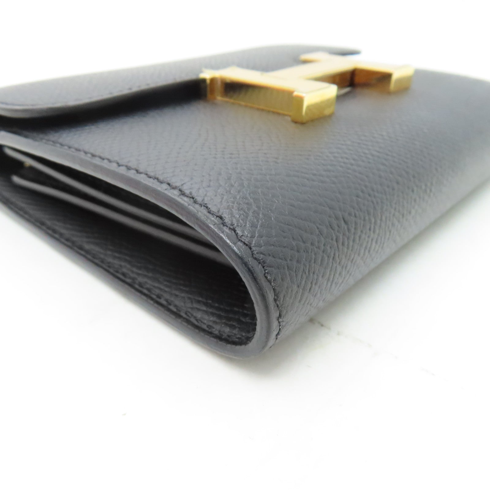 HERMES Epsom Constance Compact Wallet金扣錢包黑色