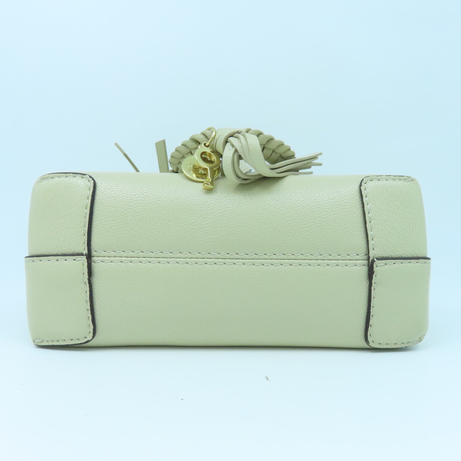 SEE BY CHLOE Cowhide Leather Shoulder Bag Gold Buckle Handle Shoulder Bag Beige