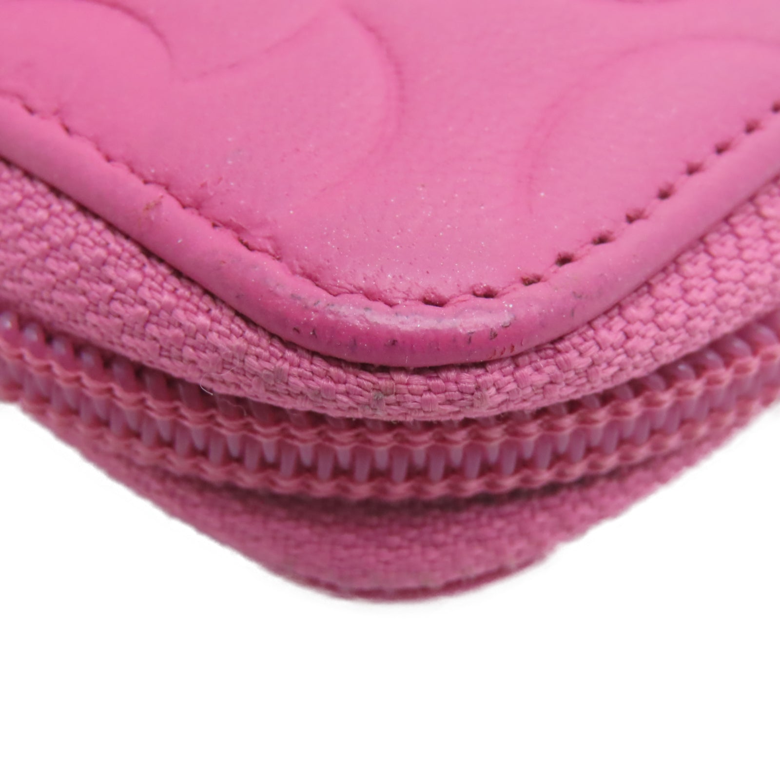 CHANEL Sheepskin Leather Wallet Gold Buckle Long Wallet Pink