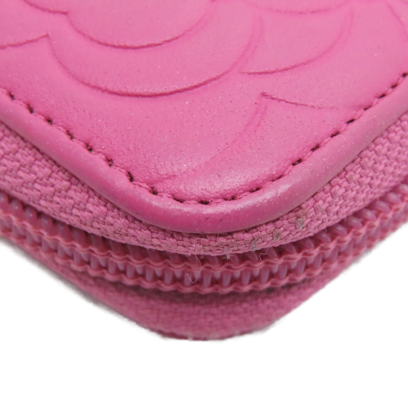 CHANEL Sheepskin Leather Wallet Gold Buckle Long Wallet Pink