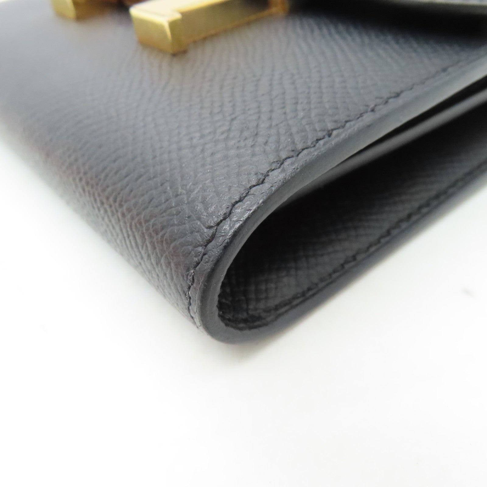 HERMES Epsom Constance Compact Wallet金扣錢包黑色
