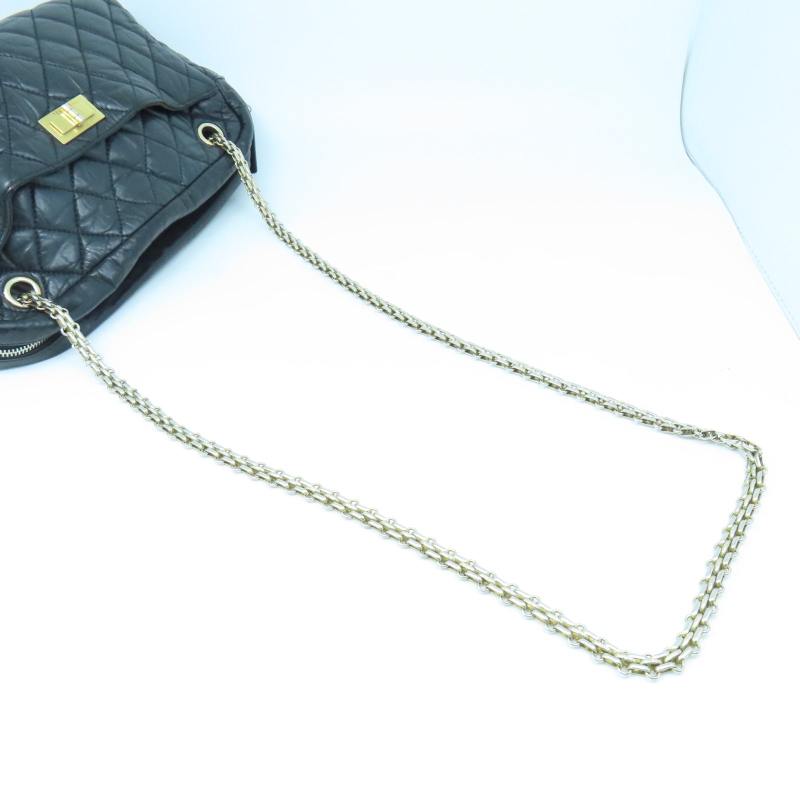 CHANEL rhombic cowhide leather 2.55 Chain Shoulder gold buckle chain shoulder bag black