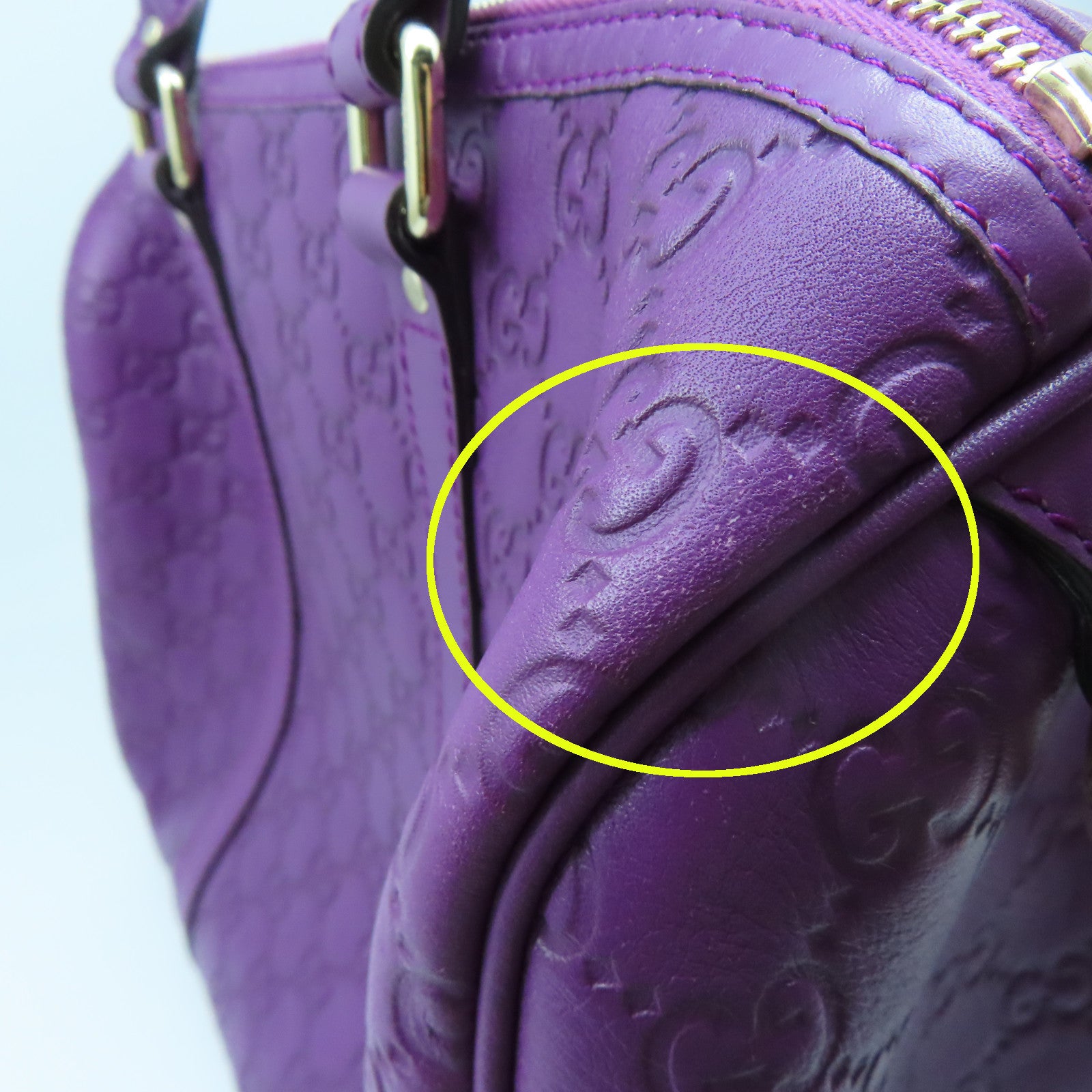 GUCCI 牛皮皮革Boston Bag銀扣波士頓包紫色