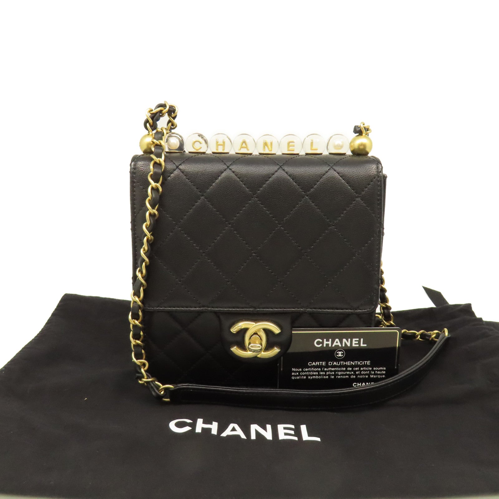 CHANEL 【激減優惠】菱格羊皮皮革Chain Shoulder Bag金扣鏈帶肩背袋黑色