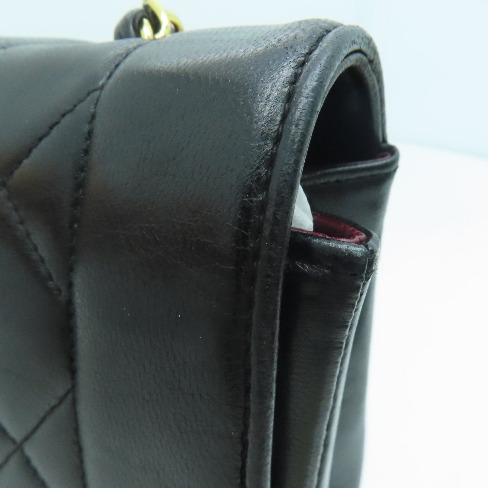 CHANEL 菱格羊皮皮革Diana Chain Shoulder金扣鏈帶肩背袋黑色