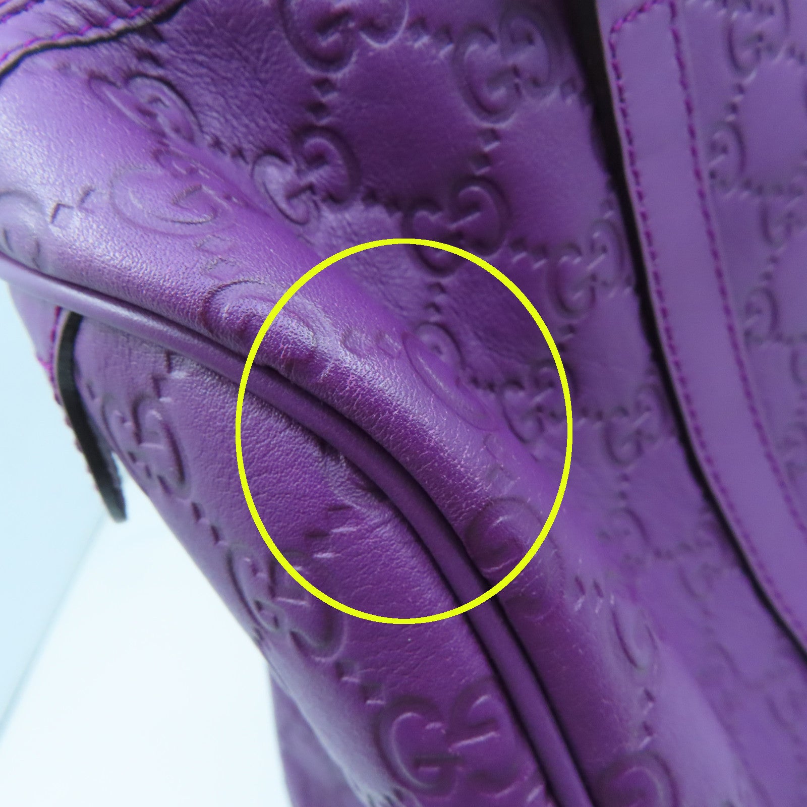 GUCCI 牛皮皮革Boston Bag銀扣波士頓包紫色
