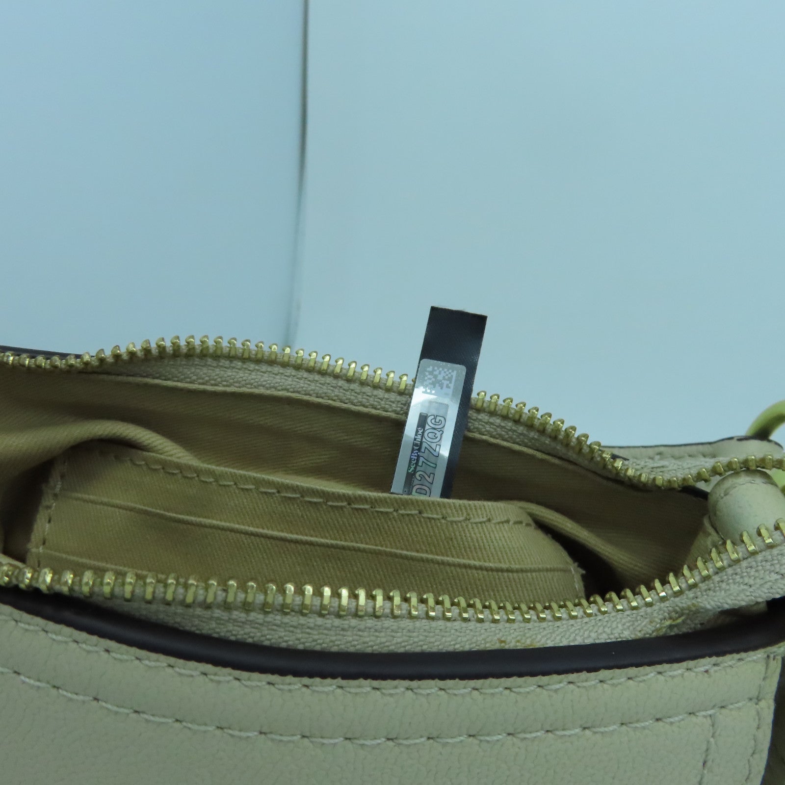 SEE BY CHLOE Cowhide Leather Shoulder Bag Gold Buckle Handle Shoulder Bag Beige
