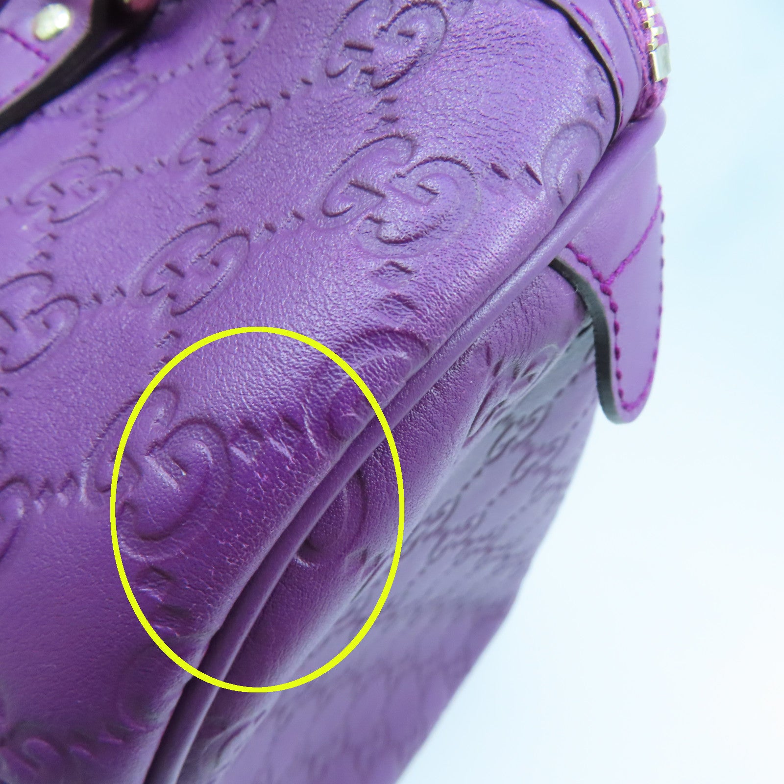 GUCCI 牛皮皮革Boston Bag銀扣波士頓包紫色