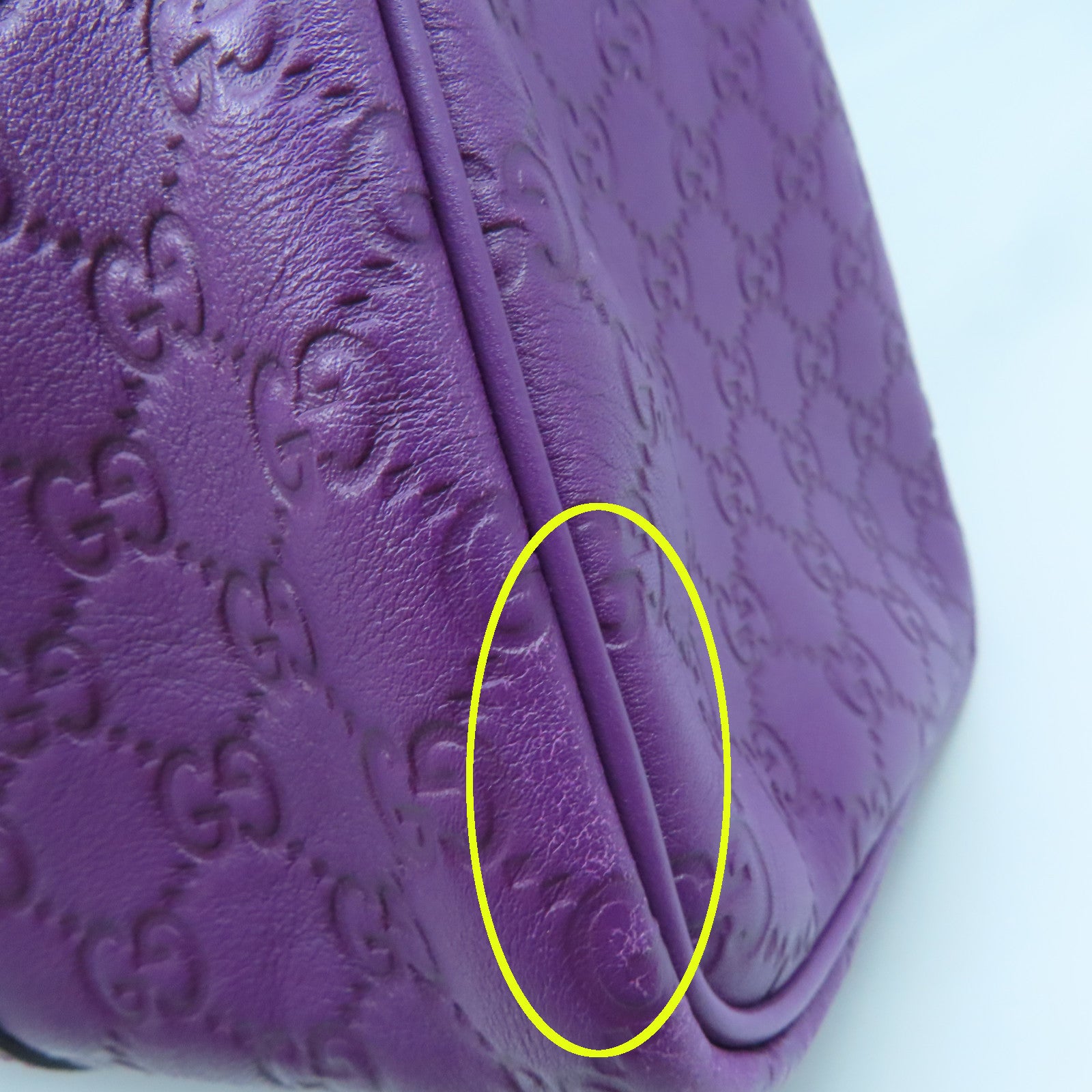 GUCCI 牛皮皮革Boston Bag銀扣波士頓包紫色