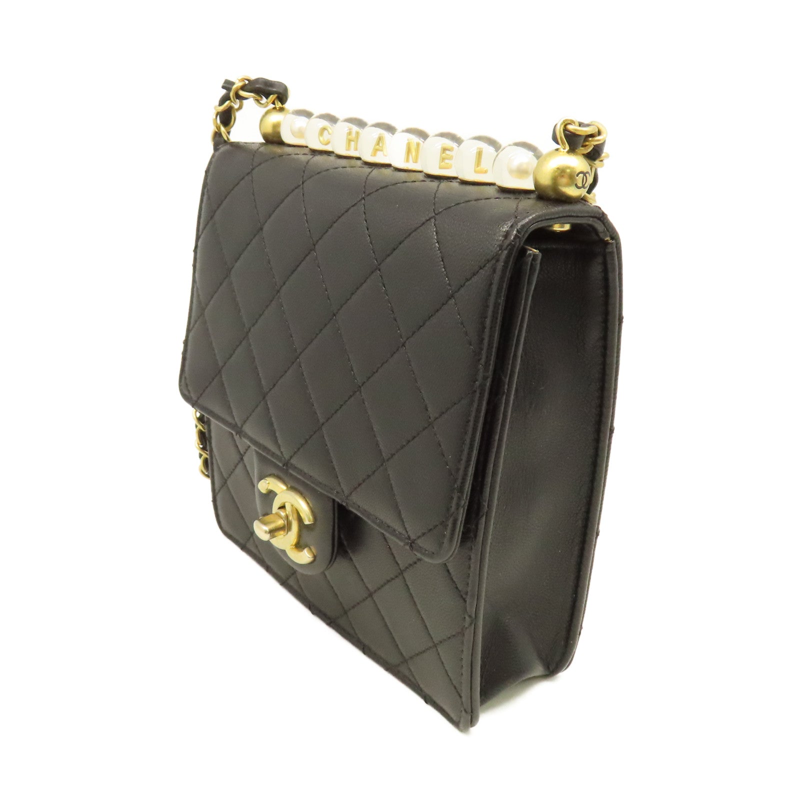 CHANEL 【激減優惠】菱格羊皮皮革Chain Shoulder Bag金扣鏈帶肩背袋黑色