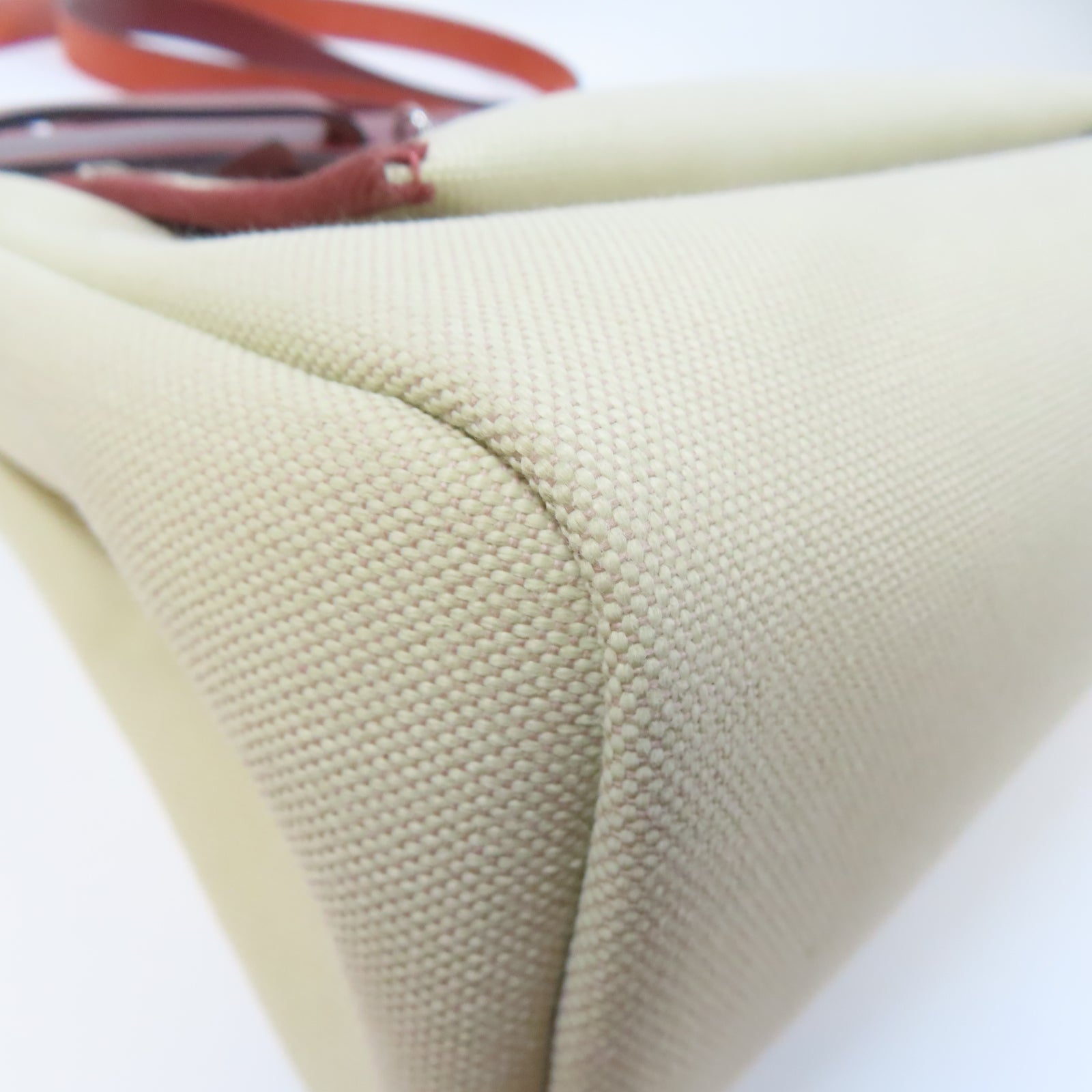 HERMES 帆布Herbag PM銀扣手挽肩背兩用袋奶油白色/紅色