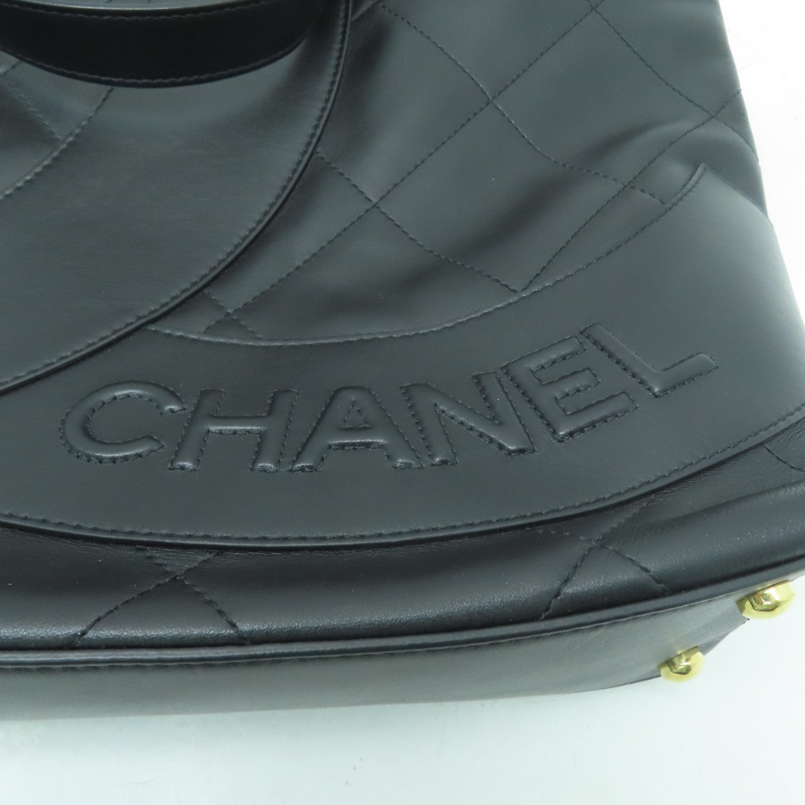 CHANEL 菱格牛皮皮革Chanel Tote Bag金扣手挽肩背兩用袋黑色