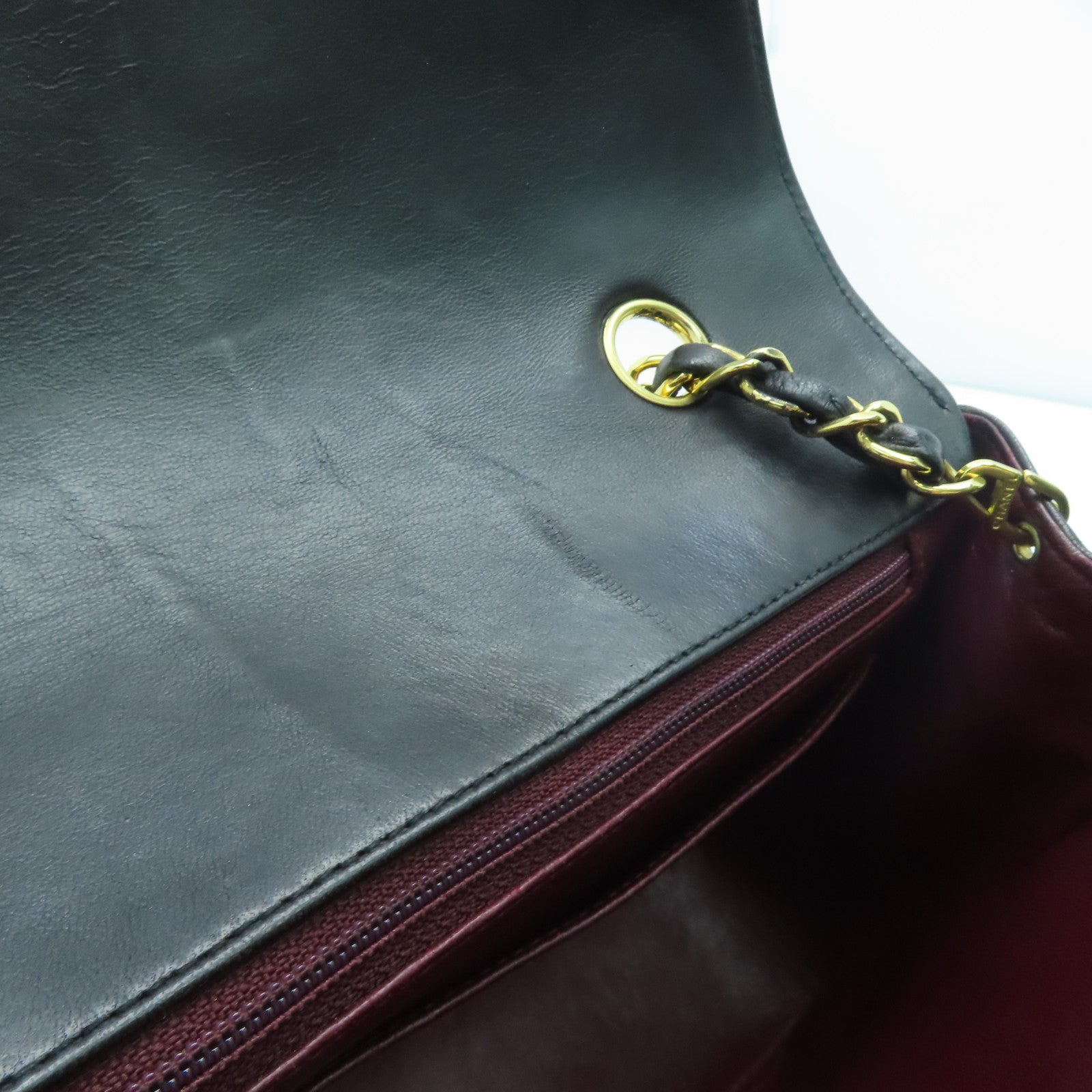 CHANEL 菱格羊皮皮革Diana Chain Shoulder金扣鏈帶肩背袋黑色