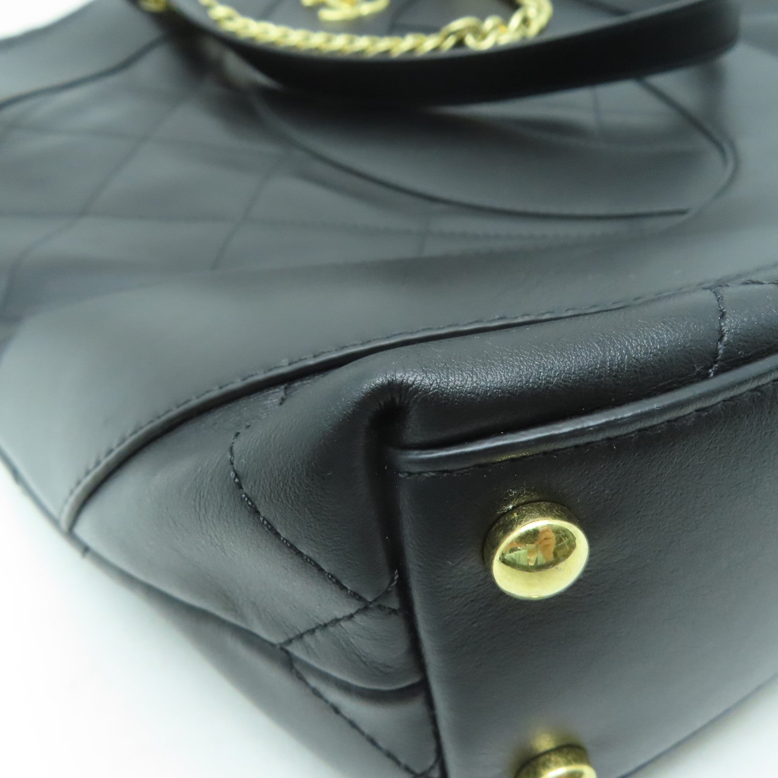 CHANEL 菱格牛皮皮革Chanel Tote Bag金扣手挽肩背兩用袋黑色