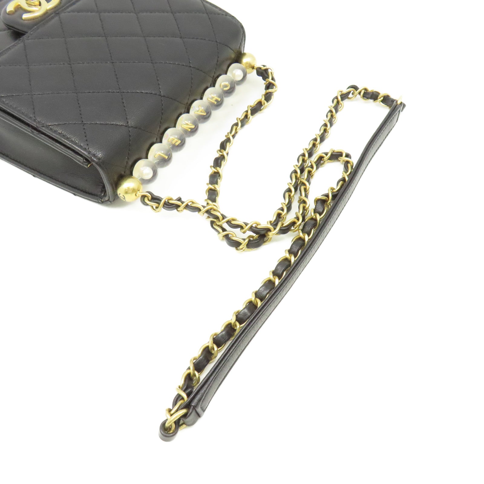 CHANEL 【激減優惠】菱格羊皮皮革Chain Shoulder Bag金扣鏈帶肩背袋黑色