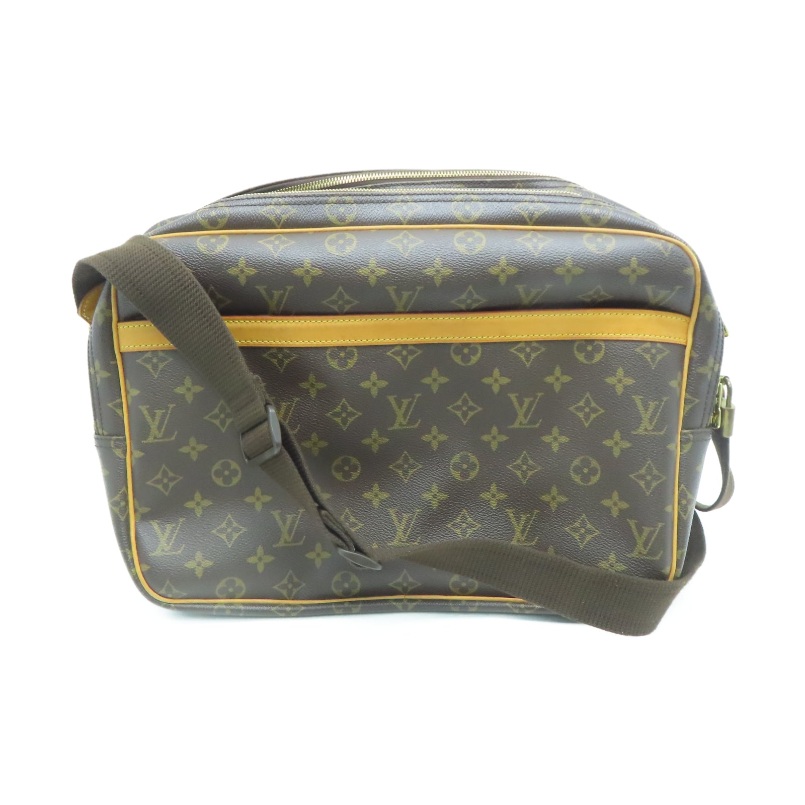 LOUIS VUITTON Monogram Reporter GM金扣肩背袋棕色
