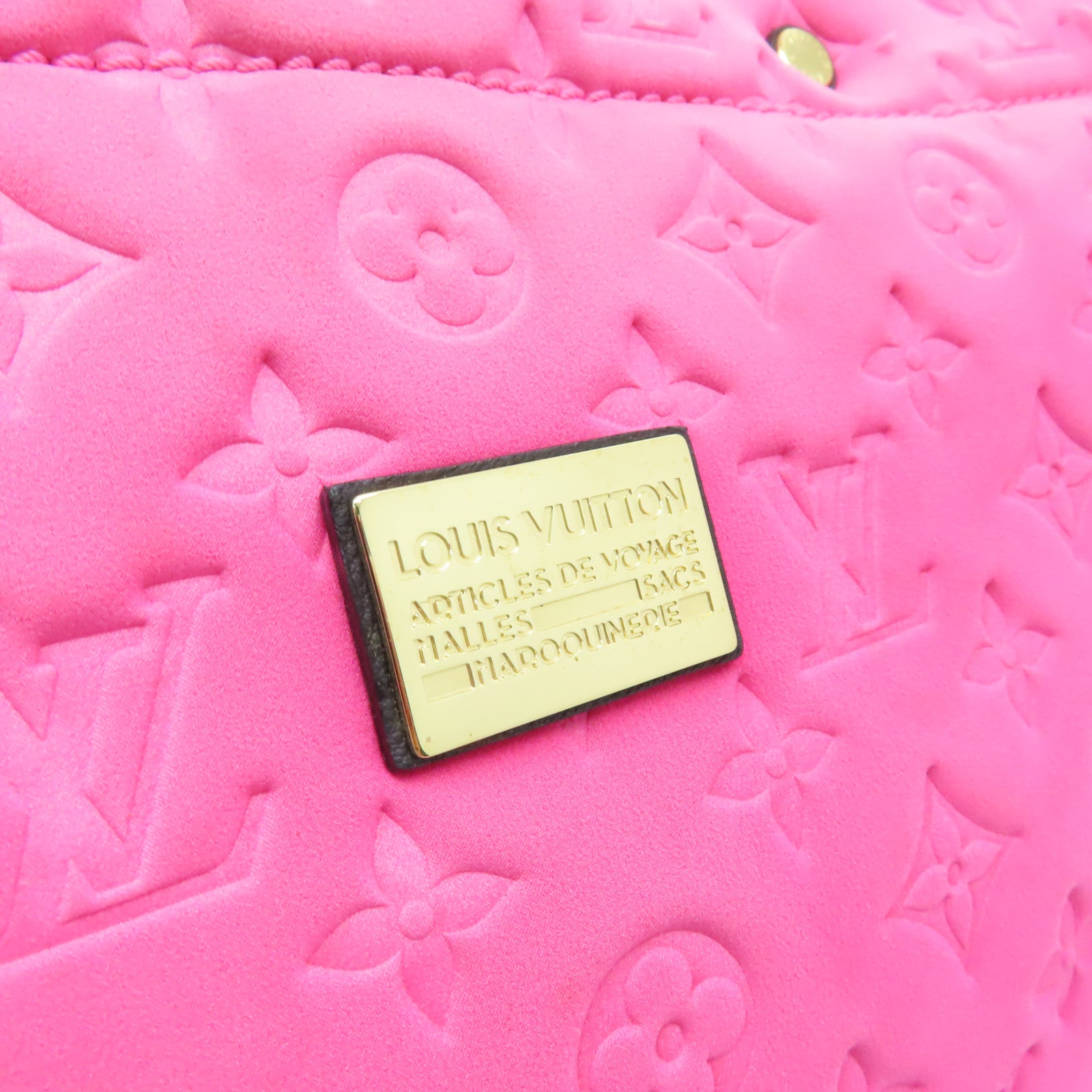 LOUIS VUITTON Monogram Scuba MM金扣手挽袋粉紅色