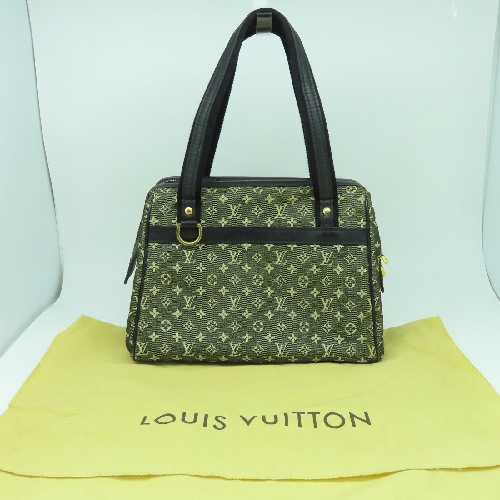 LOUIS VUITTON Monogram Mini Josephine PM金扣肩背袋黑色/米色