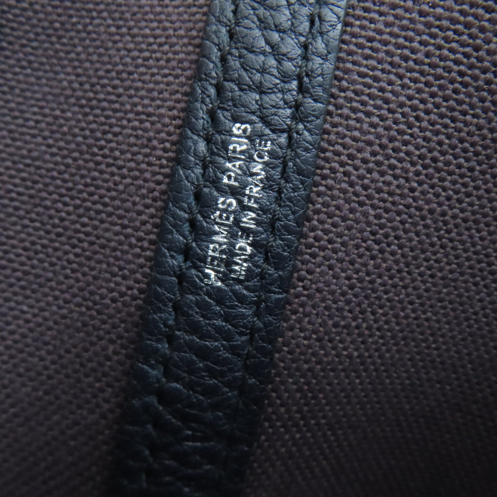 HERMES 帆布GardenParty PM Tote Bag银扣手挽袋啡色