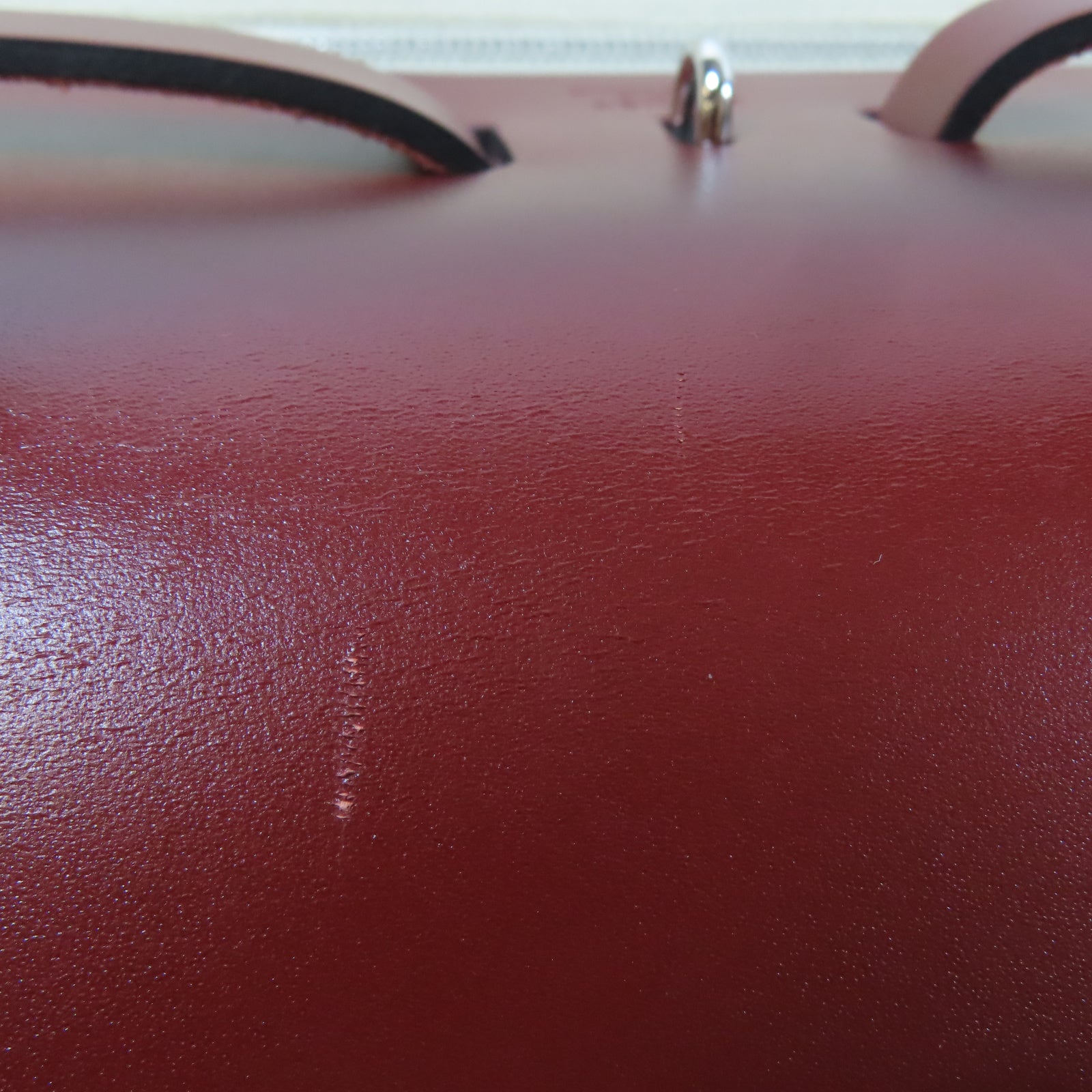 HERMES 帆布Herbag PM銀扣手挽肩背兩用袋奶油白色/紅色