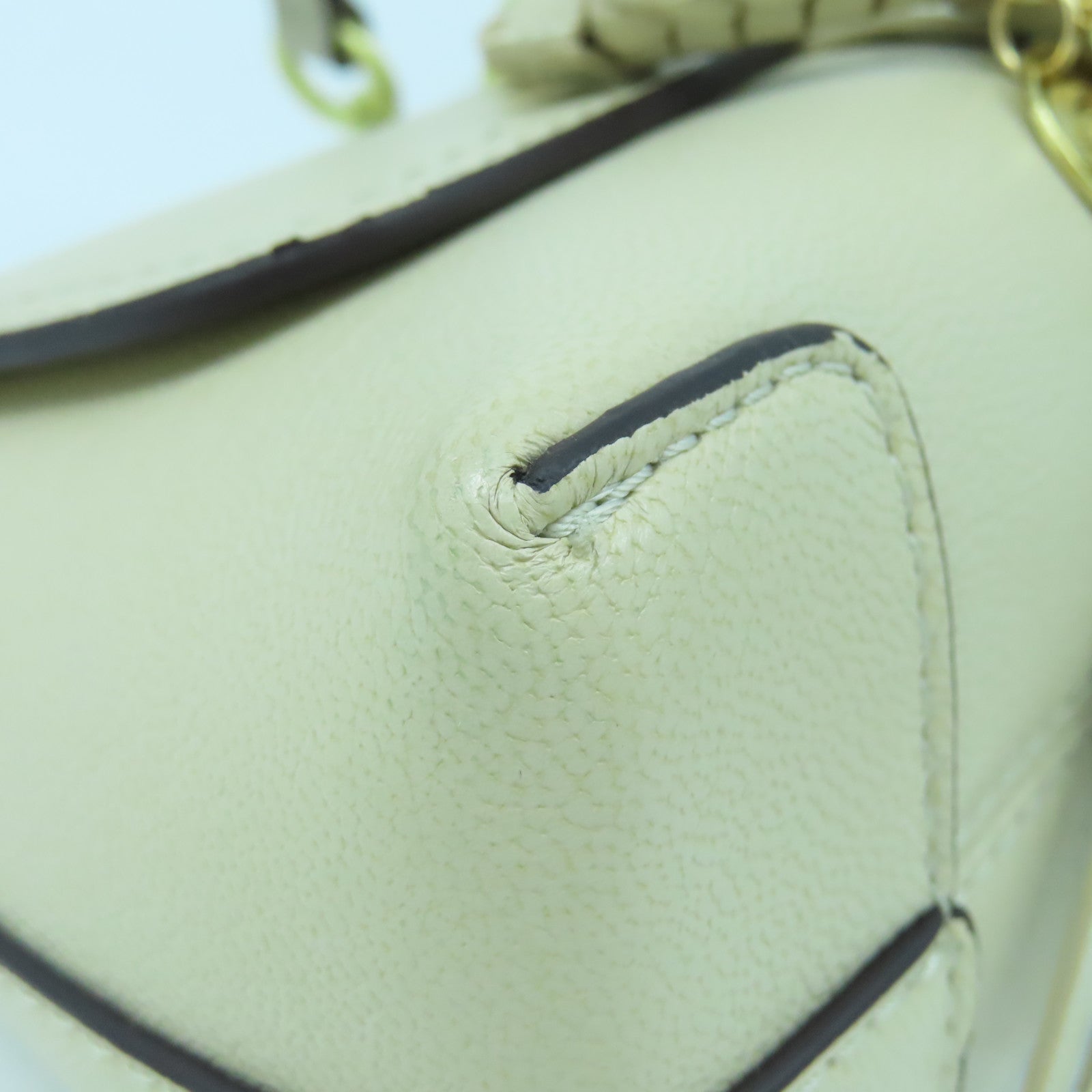 SEE BY CHLOE Cowhide Leather Shoulder Bag Gold Buckle Handle Shoulder Bag Beige