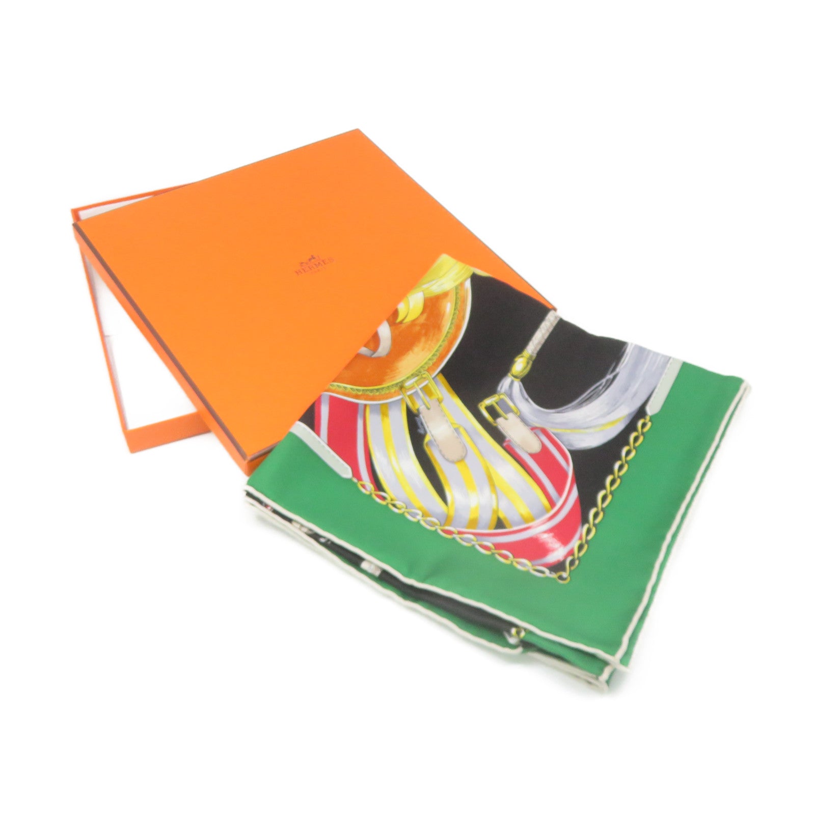 HERMES 絲質Scarf絲巾綠色/黑色/彩色
