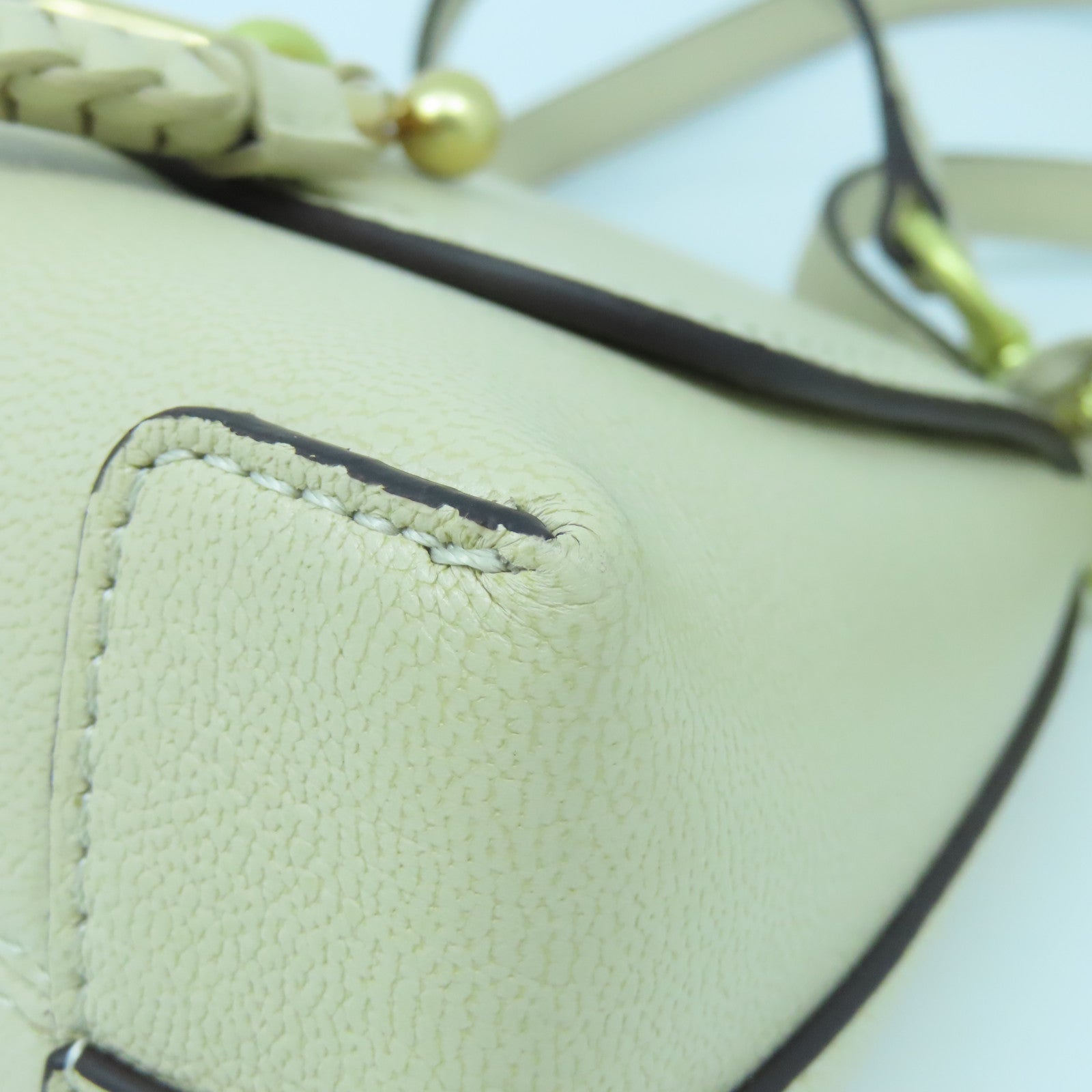SEE BY CHLOE Cowhide Leather Shoulder Bag Gold Buckle Handle Shoulder Bag Beige