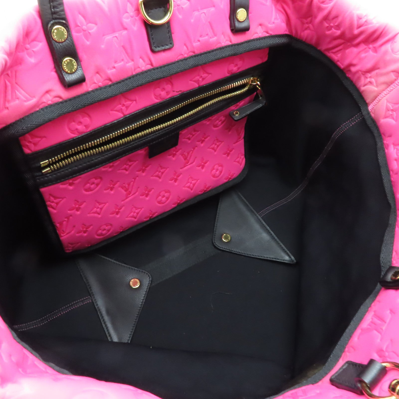 LOUIS VUITTON Monogram Scuba MM金扣手挽袋粉紅色