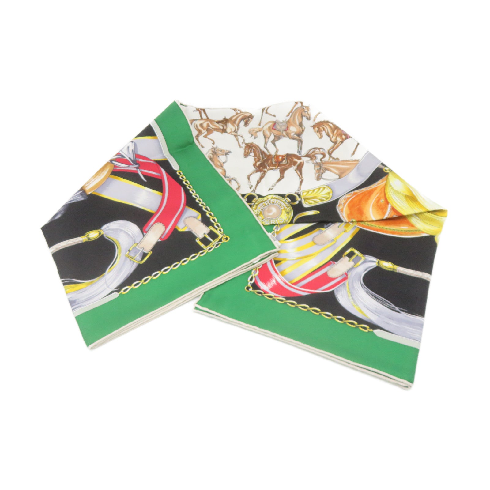 HERMES 絲質Scarf絲巾綠色/黑色/彩色