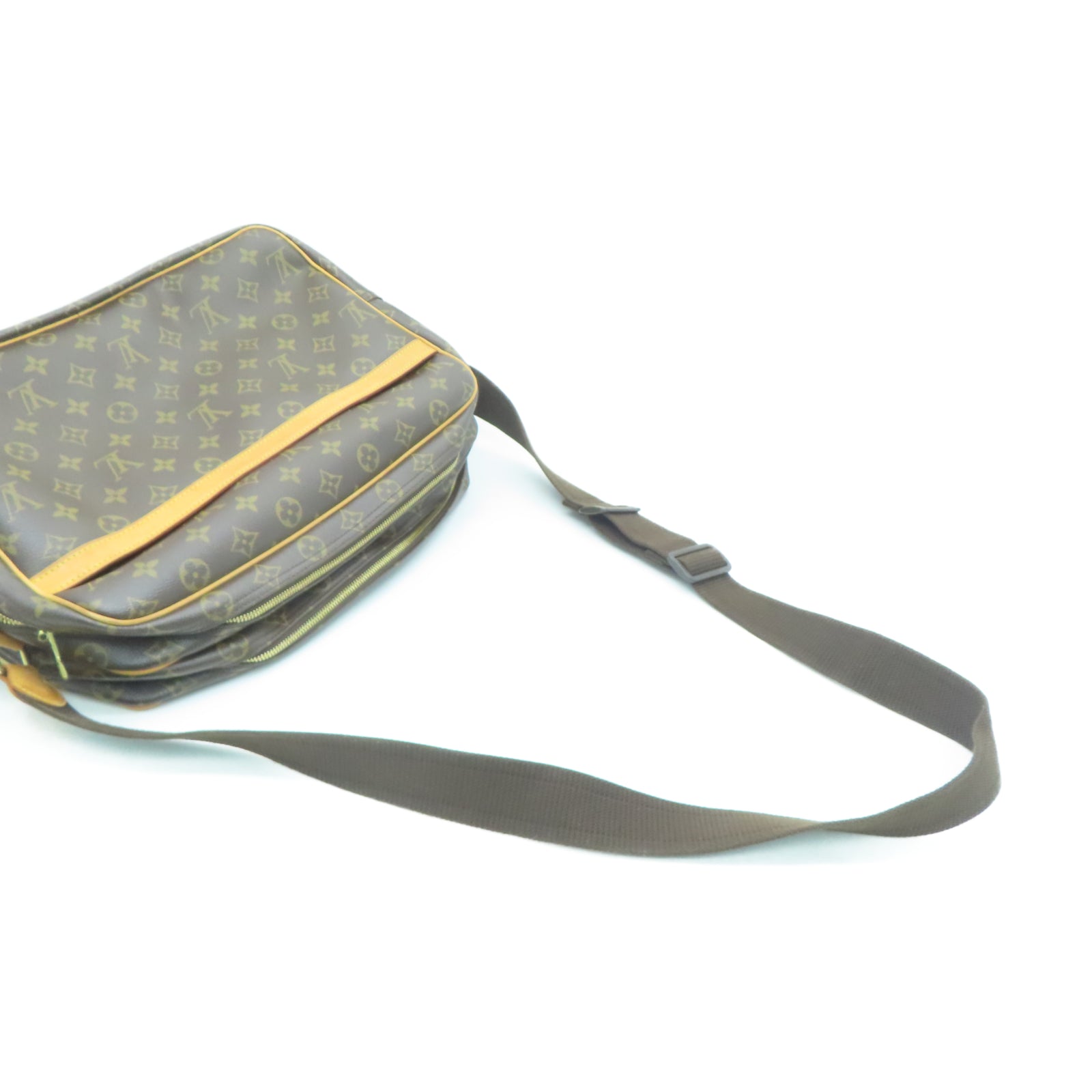 LOUIS VUITTON Monogram Reporter GM金扣肩背袋棕色