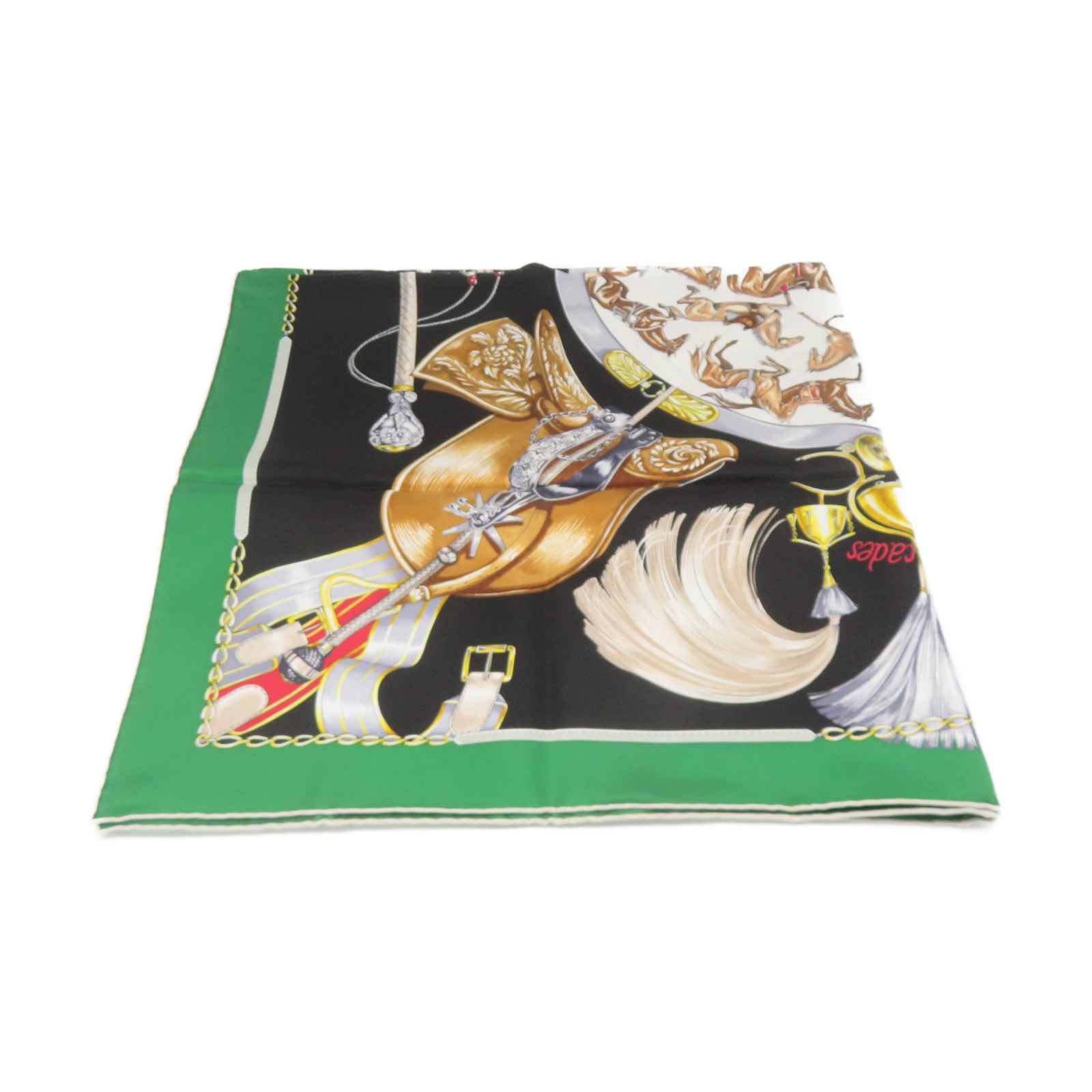 HERMES 絲質Scarf絲巾綠色/黑色/彩色